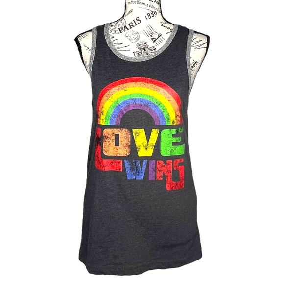 Well Worn (XS) Love Wins Rainbow Pride Contrasting Trim Tank Top - Picture 1 of 14